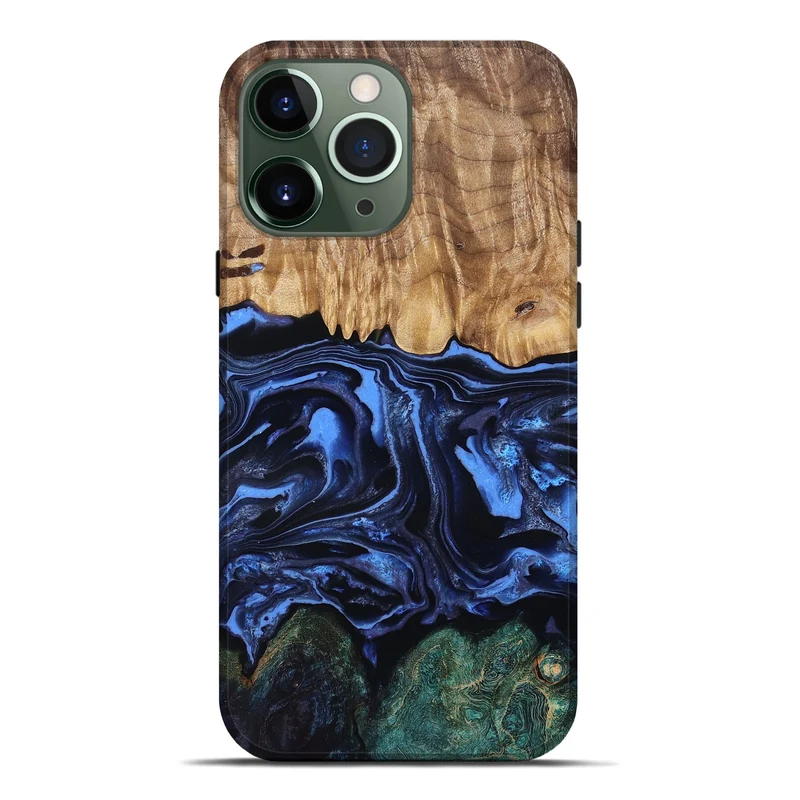 iPhone 13 Pro Max Wood Live Edge Phone Case - Shmuel (Blue, 829807)
