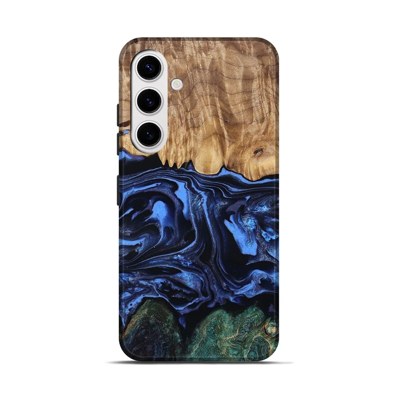 Galaxy S25 Wood Live Edge Phone Case - Shmuel (Blue, 829807)