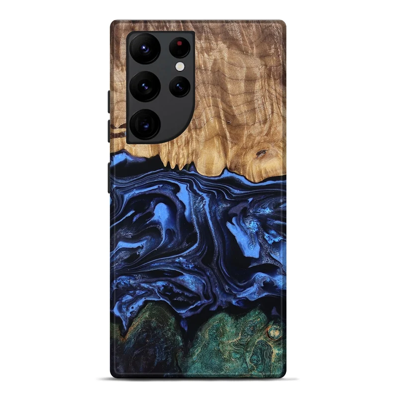 Galaxy S22 Ultra Wood Live Edge Phone Case - Shmuel (Blue, 829807)