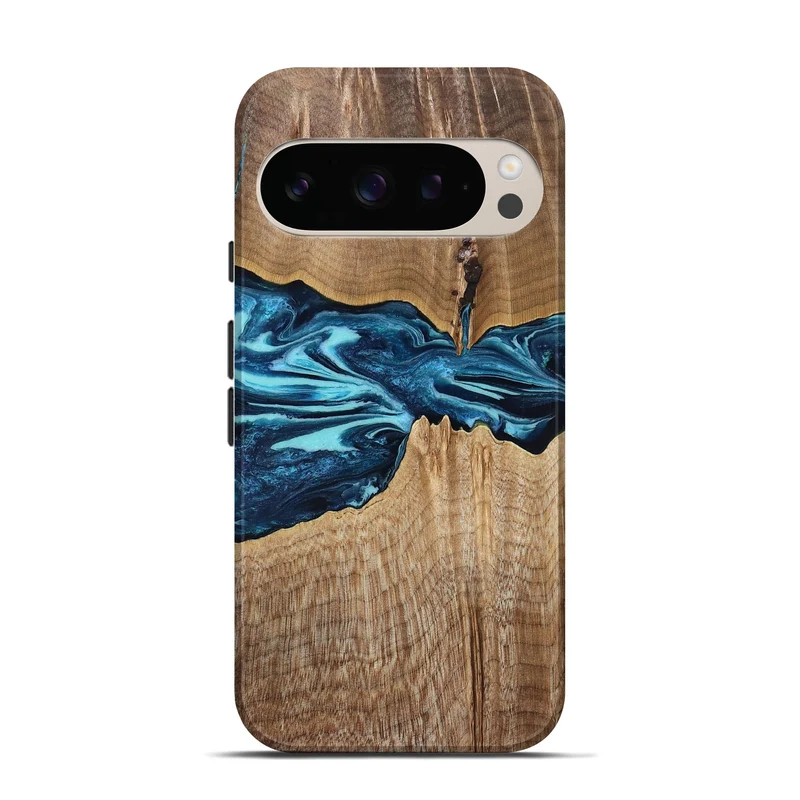 Pixel 10 Pro Wood Live Edge Phone Case - Zackary (Blue, 829804)