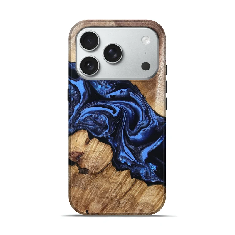 iPhone 18 Pro Wood Live Edge Phone Case - Sarai (Blue, 829813)