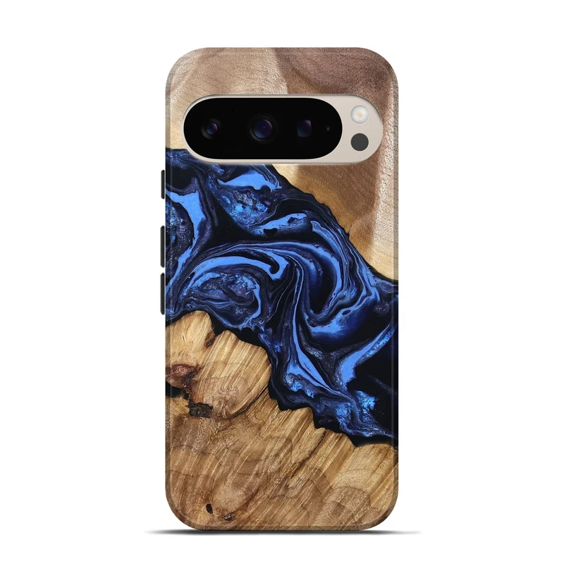Pixel 9 Pro Wood Live Edge Phone Case - Sarai (Blue, 829813)