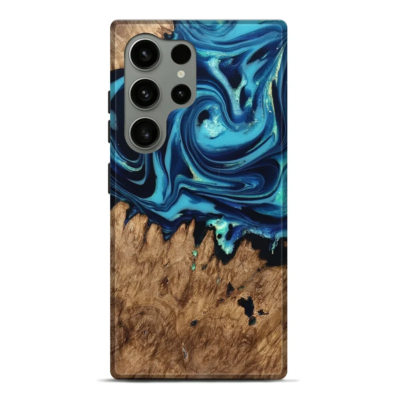 Galaxy S24 Ultra Wood Live Edge Phone Case - Rosina (Blue, 829809)