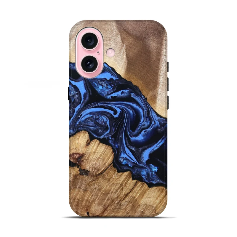 iPhone 17 Wood Live Edge Phone Case - Sarai (Blue, 829813)