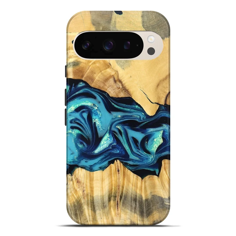 Pixel 10 Pro XL Wood Live Edge Phone Case - Daron (Blue, 829800)
