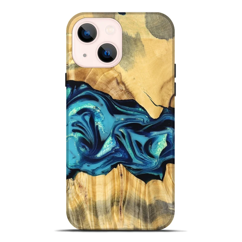 iPhone 14 Plus Wood Live Edge Phone Case - Daron (Blue, 829800)