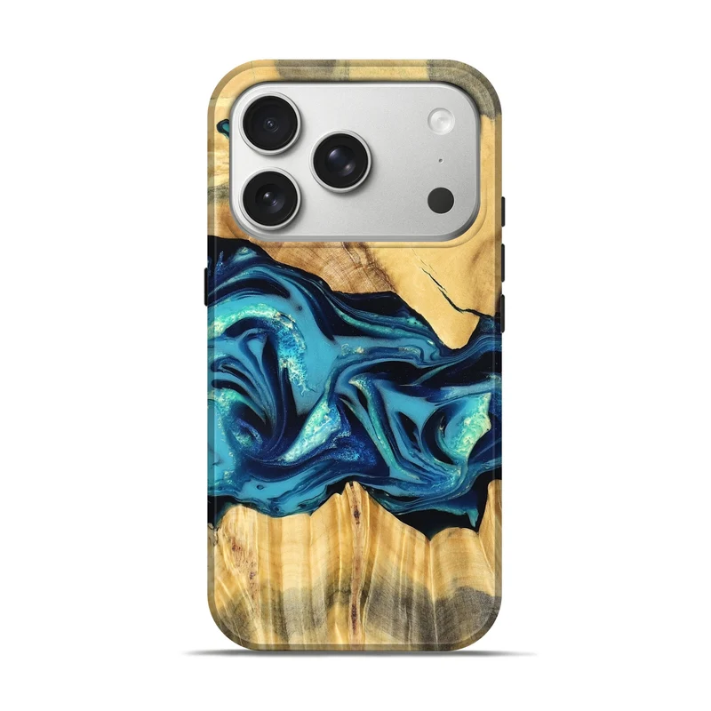 iPhone 17 Pro Wood Live Edge Phone Case - Daron (Blue, 829800)