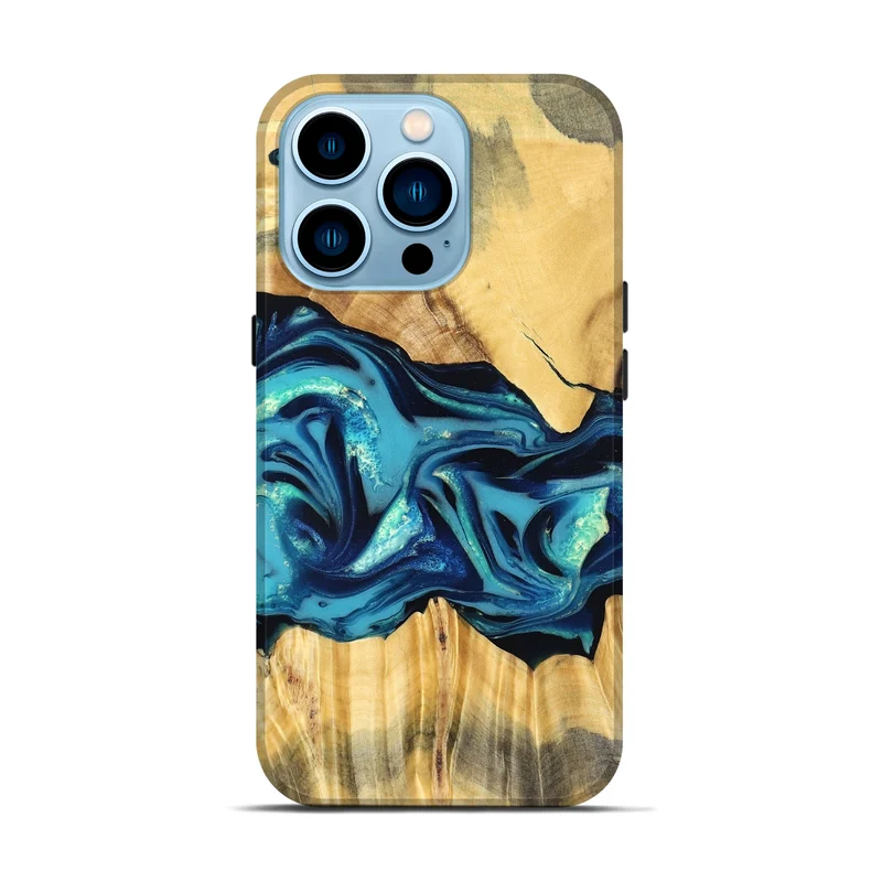 iPhone 14 Pro Wood Live Edge Phone Case - Daron (Blue, 829800)