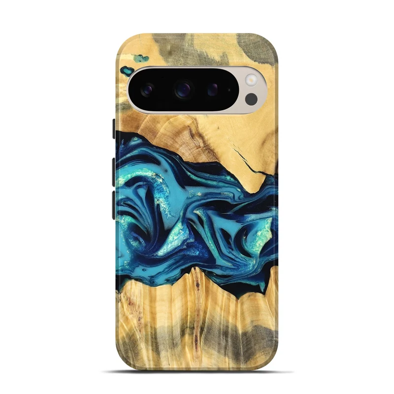Pixel 9 Pro Wood Live Edge Phone Case - Daron (Blue, 829800)