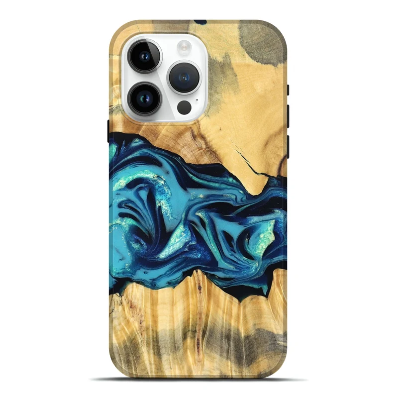 iPhone 15 Pro Max Wood Live Edge Phone Case - Daron (Blue, 829800)