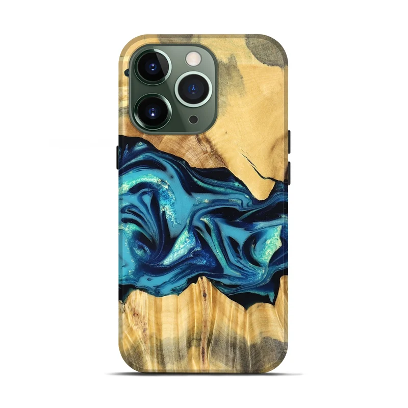 iPhone 13 Pro Wood Live Edge Phone Case - Daron (Blue, 829800)