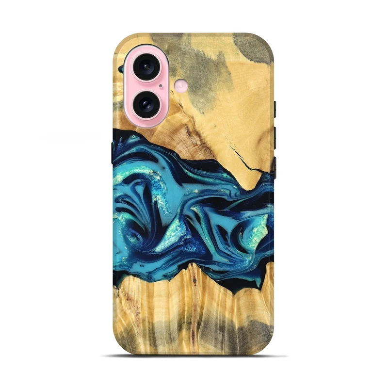 iPhone 17 Wood Live Edge Phone Case - Daron (Blue, 829800)