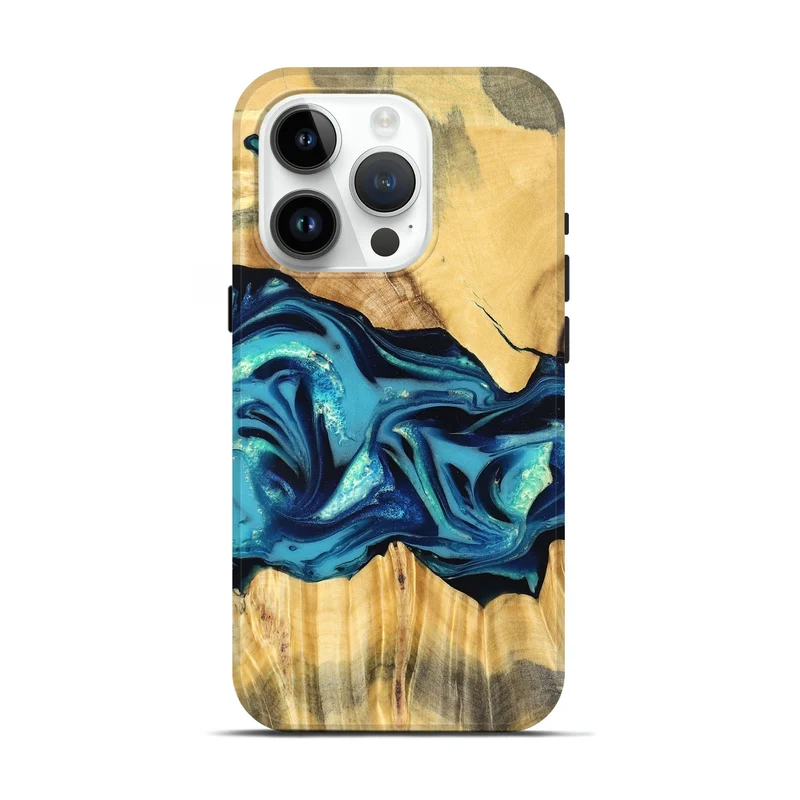 iPhone 15 Pro Wood Live Edge Phone Case - Daron (Blue, 829800)