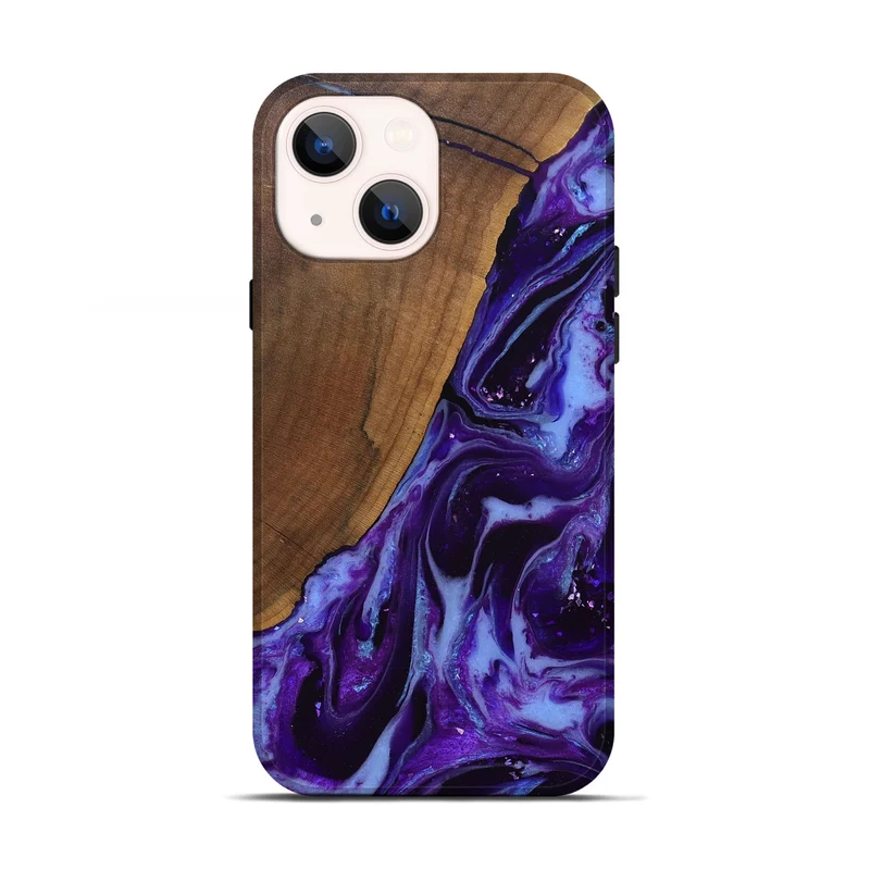 iPhone 13 Wood Live Edge Phone Case - Koen (Purple, 829794)