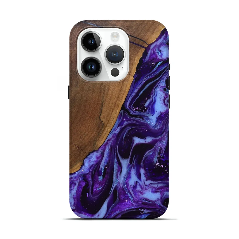 iPhone 15 Pro Wood Live Edge Phone Case - Koen (Purple, 829794)
