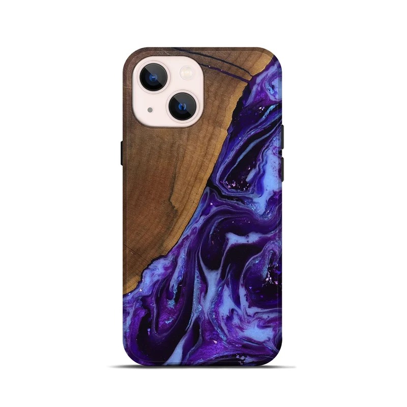 iPhone 13 mini Wood Live Edge Phone Case - Koen (Purple, 829794)