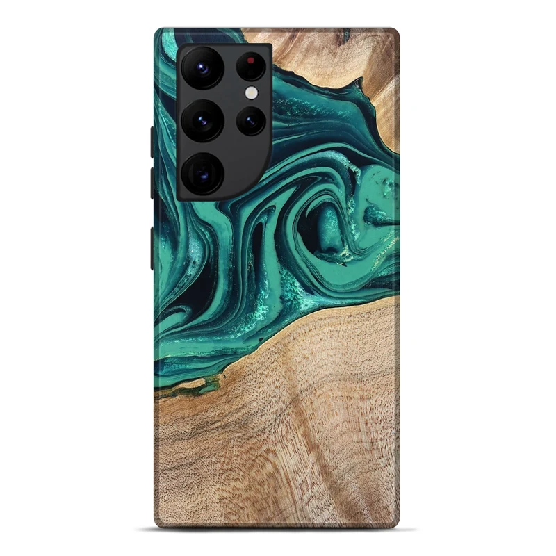 Galaxy S22 Ultra Wood Live Edge Phone Case - Kattie (Green, 829783)