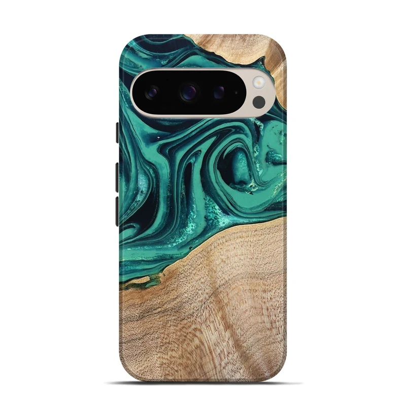 Pixel 9 Pro Wood Live Edge Phone Case - Kattie (Green, 829783)