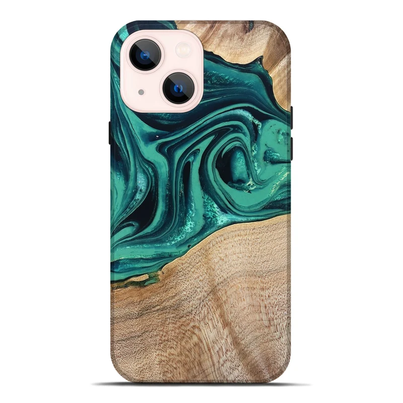iPhone 14 Plus Wood Live Edge Phone Case - Kattie (Green, 829783)