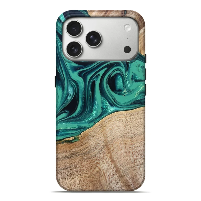 iPhone 17 Pro Max Wood Live Edge Phone Case - Kattie (Green, 829783)