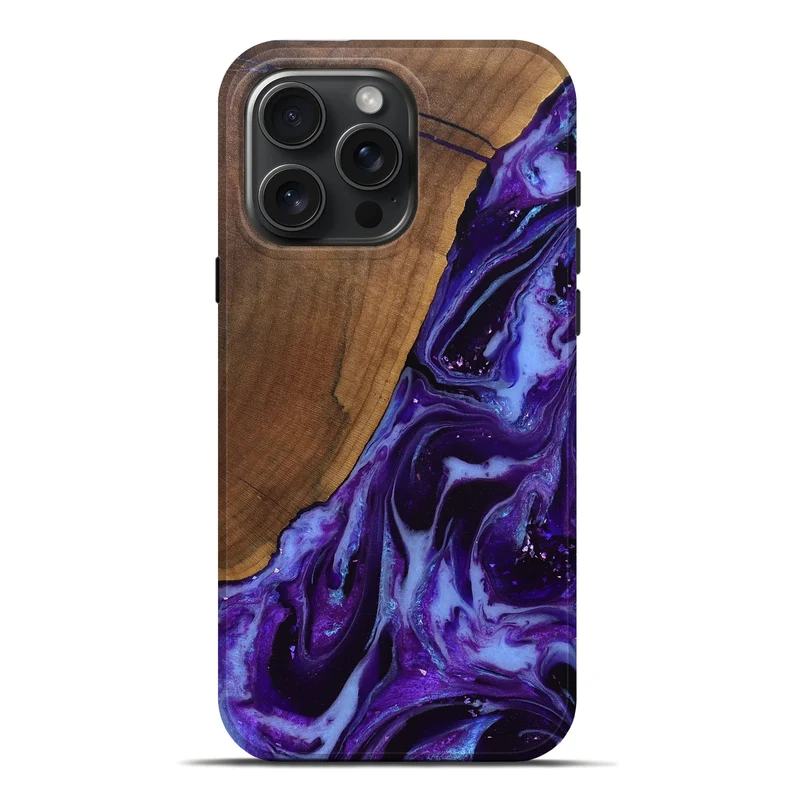 iPhone 16 Pro Max Wood Live Edge Phone Case - Koen (Purple, 829794)