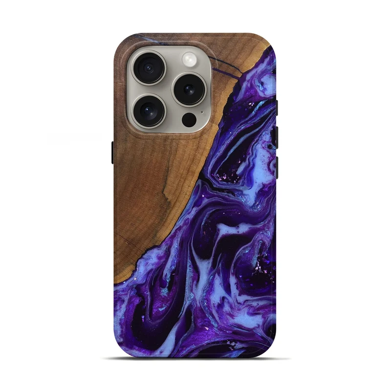 iPhone 16 Pro Wood Live Edge Phone Case - Koen (Purple, 829794)