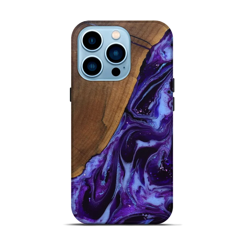 iPhone 14 Pro Wood Live Edge Phone Case - Koen (Purple, 829794)