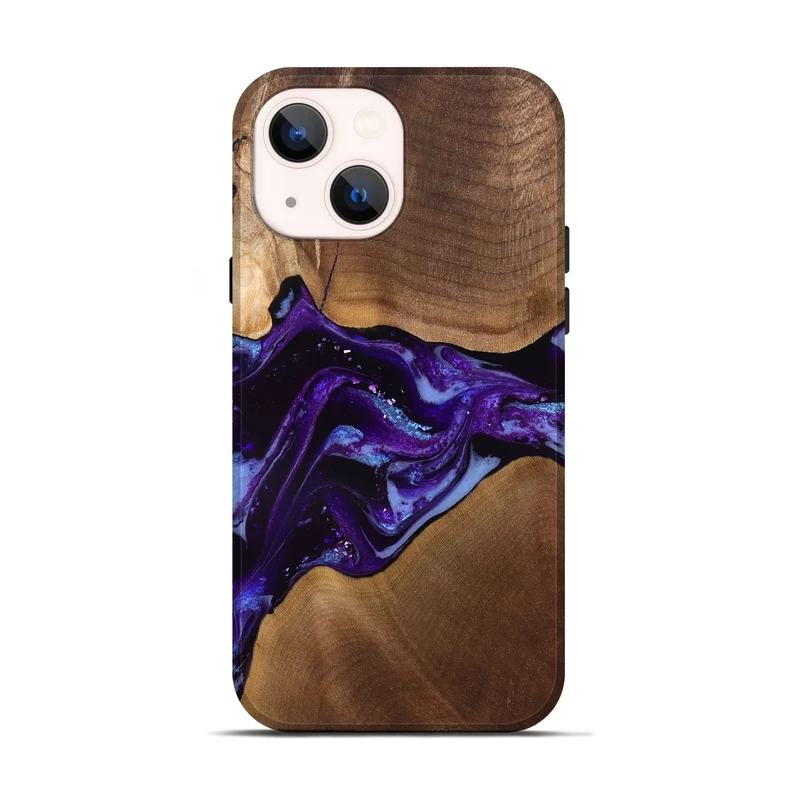iPhone 14 Wood Live Edge Phone Case - Cierra (Purple, 829793)