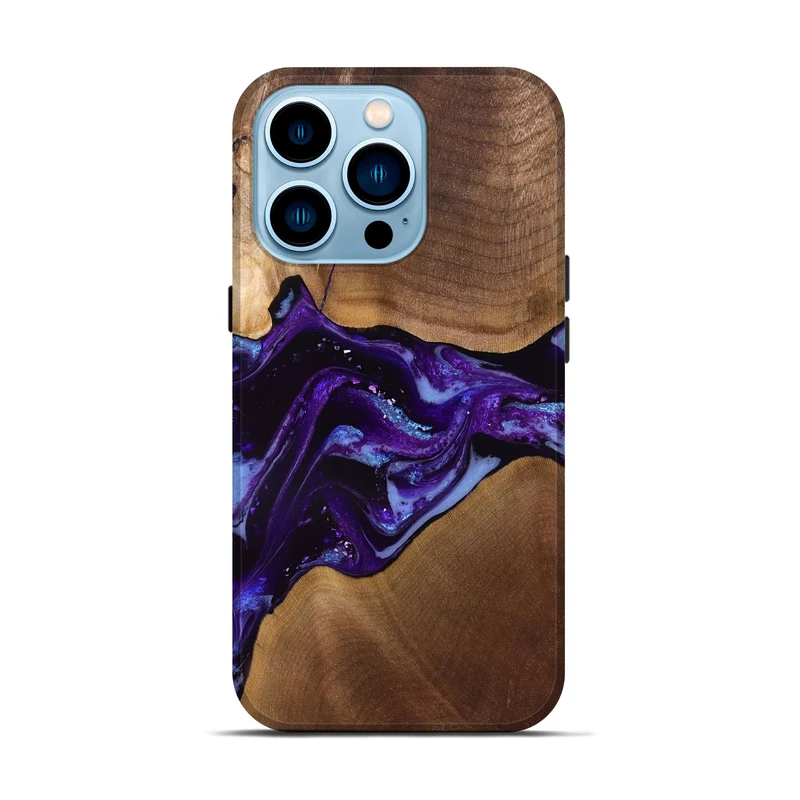 iPhone 14 Pro Wood Live Edge Phone Case - Cierra (Purple, 829793)