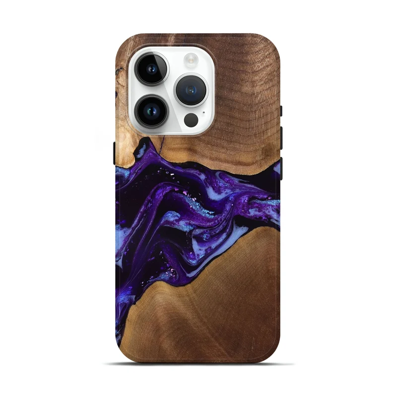 iPhone 15 Pro Wood Live Edge Phone Case - Cierra (Purple, 829793)