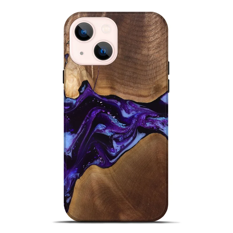 iPhone 14 Plus Wood Live Edge Phone Case - Cierra (Purple, 829793)
