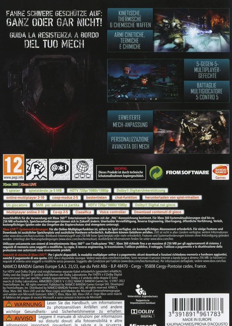 ARMORED CORE V XBOX 360 (nuovo versione italiana)