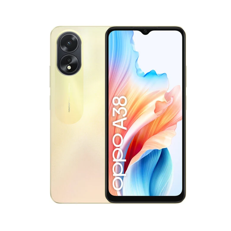 OPPO A38 Smartphone, AI Doppia Fotocamera 50+2MP, Selfie 5MP, Display 6.56” 90HZ LCD HD+, Batteria 5000mAh, RAM 4 (Esp 1GB/2GB/4GB)+ROM 128GB (esp1TB), [Versione Italia], Glowing Gold