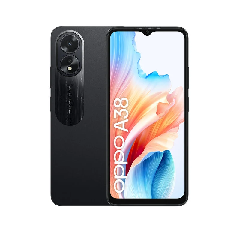 OPPO A38 Smartphone, AI Doppia Fotocamera 50+2MP, Selfie 5MP, Display 6.56” 90HZ LCD HD+, Batteria 5000mAh, RAM 4 (Esp 1GB/2GB/4GB)+ROM 128GB (esp1TB), [Versione Italia], Glowing Black
