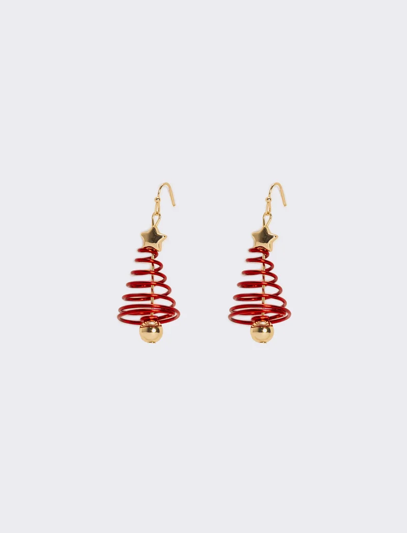 Orecchini donna albero natale spirale - Rosso