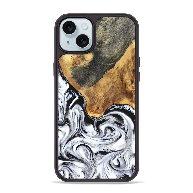 iPhone 15 Plus Wood Phone Case - Trinity (Black & White, 829736)