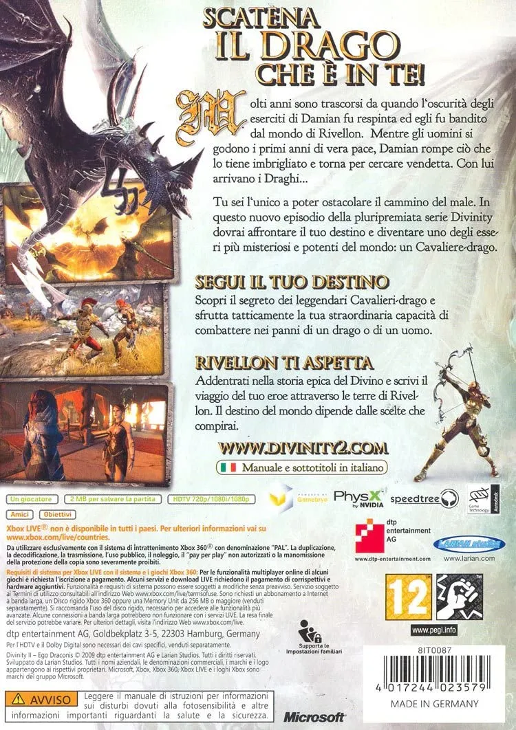 DIVINITY II EGO DRACONIS XBOX 360 (versione italiana)