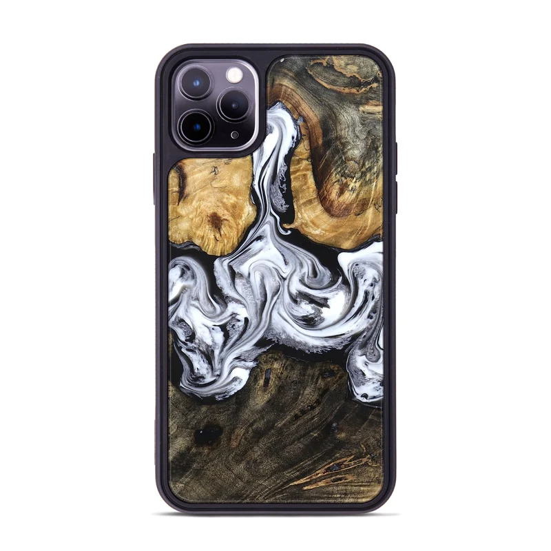 iPhone 11 Pro Max Wood Phone Case - Ellis (Black & White, 829739)