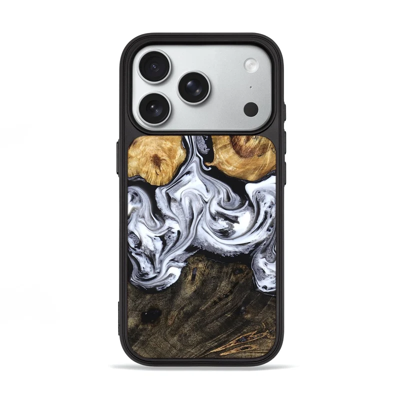 iPhone 18 Pro Wood Phone Case - Ellis (Black & White, 829739)