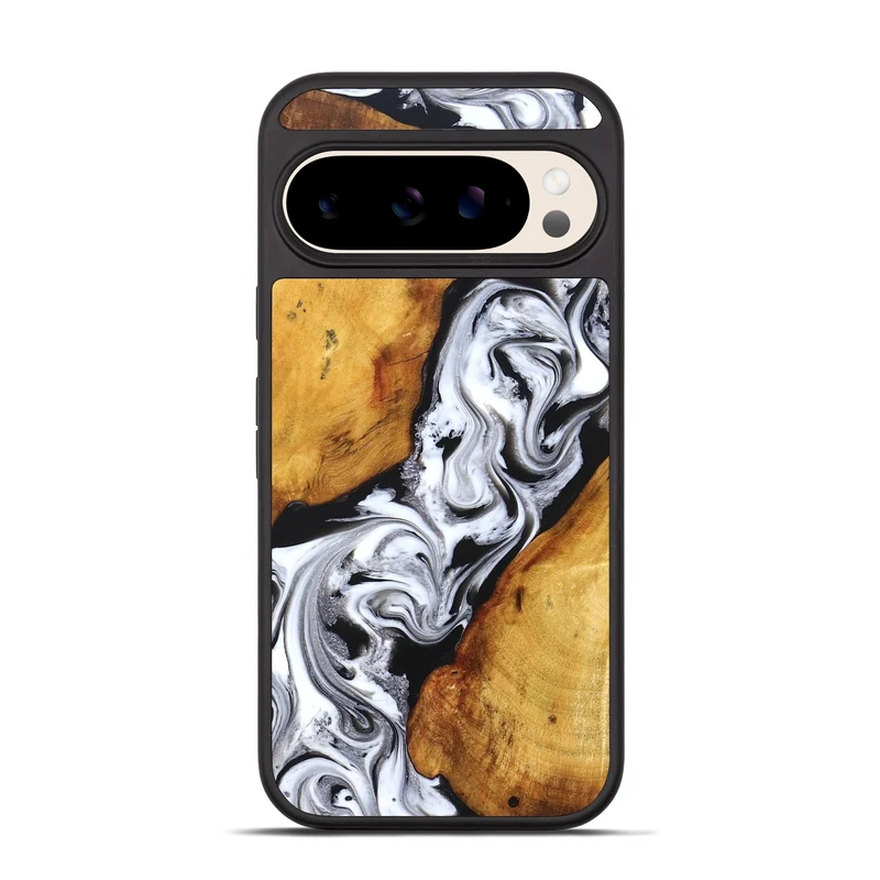 Pixel 10 Pro Wood Phone Case - Castiel (Black & White, 829738)