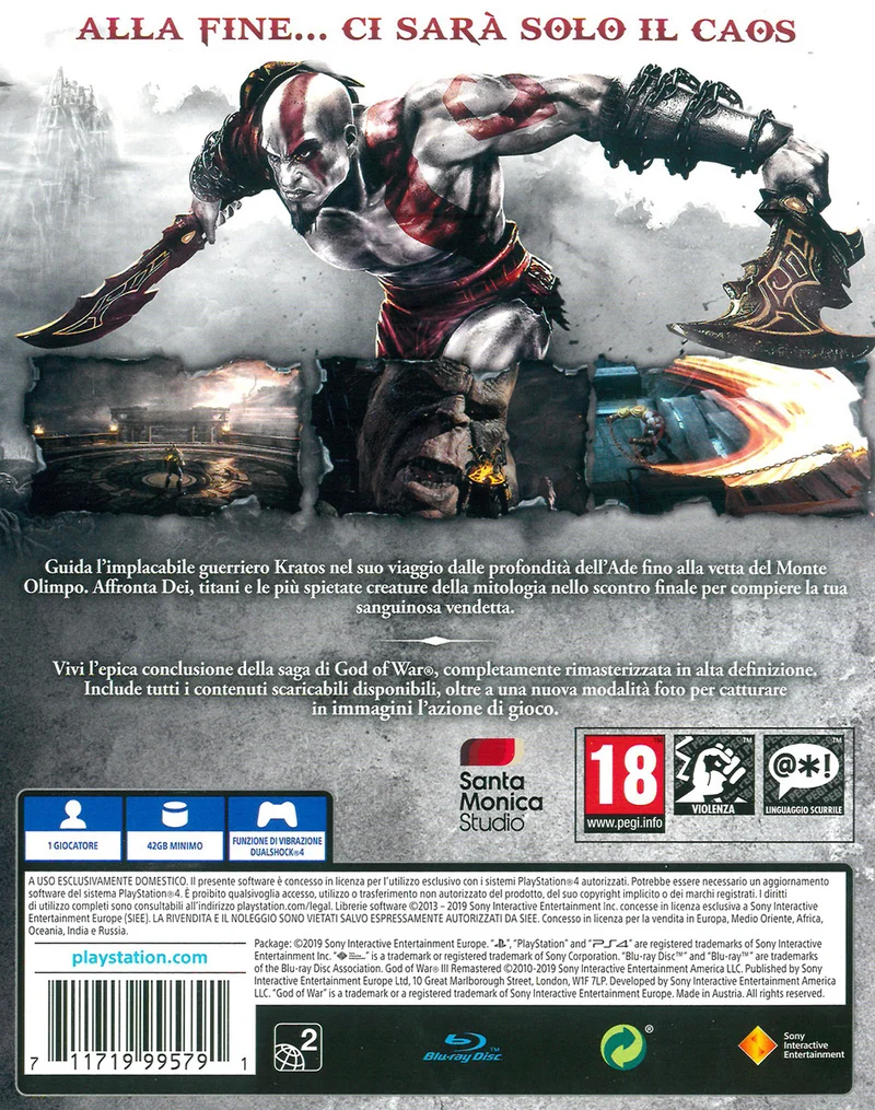 God of War 3 Remastered Playstation 4 Edizione Italiana PS Hits