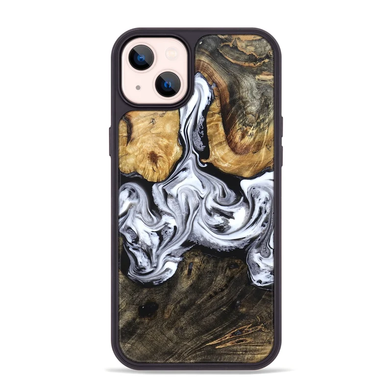 iPhone 14 Plus Wood Phone Case - Ellis (Black & White, 829739)