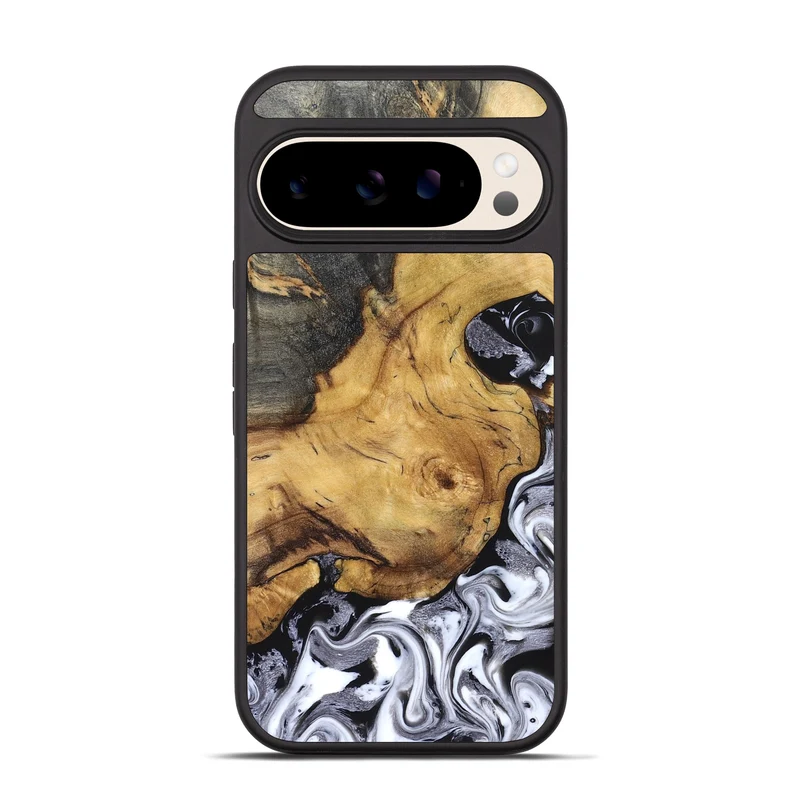 Pixel 10 Pro Wood Phone Case - Teresa (Black & White, 829737)