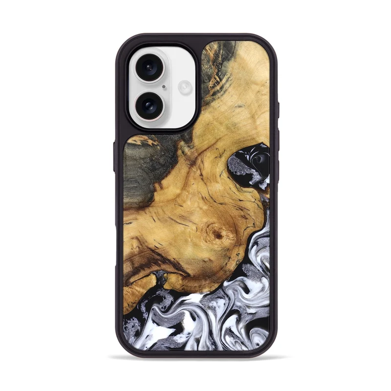 iPhone 17 Wood Phone Case - Teresa (Black & White, 829737)