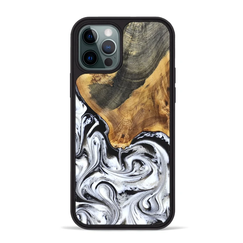 iPhone 12 Pro Max Wood Phone Case - Trinity (Black & White, 829736)