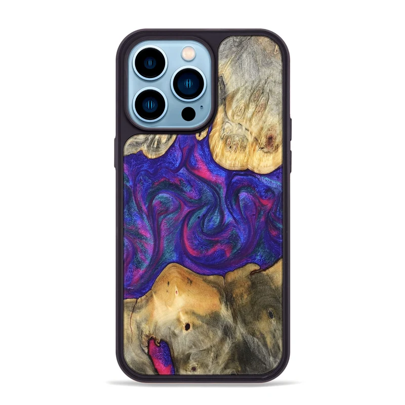 iPhone 14 Pro Max Wood Phone Case - Donie (Purple, 829728)