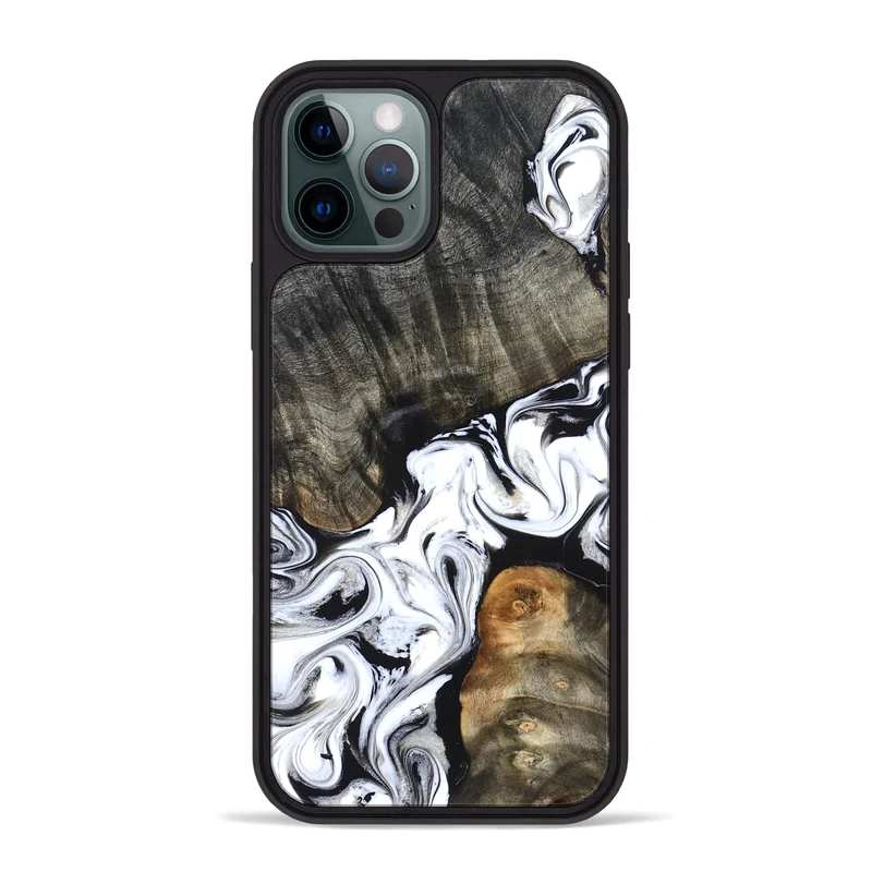 iPhone 12 Pro Max Wood Phone Case - Deidre (Black & White, 829735)