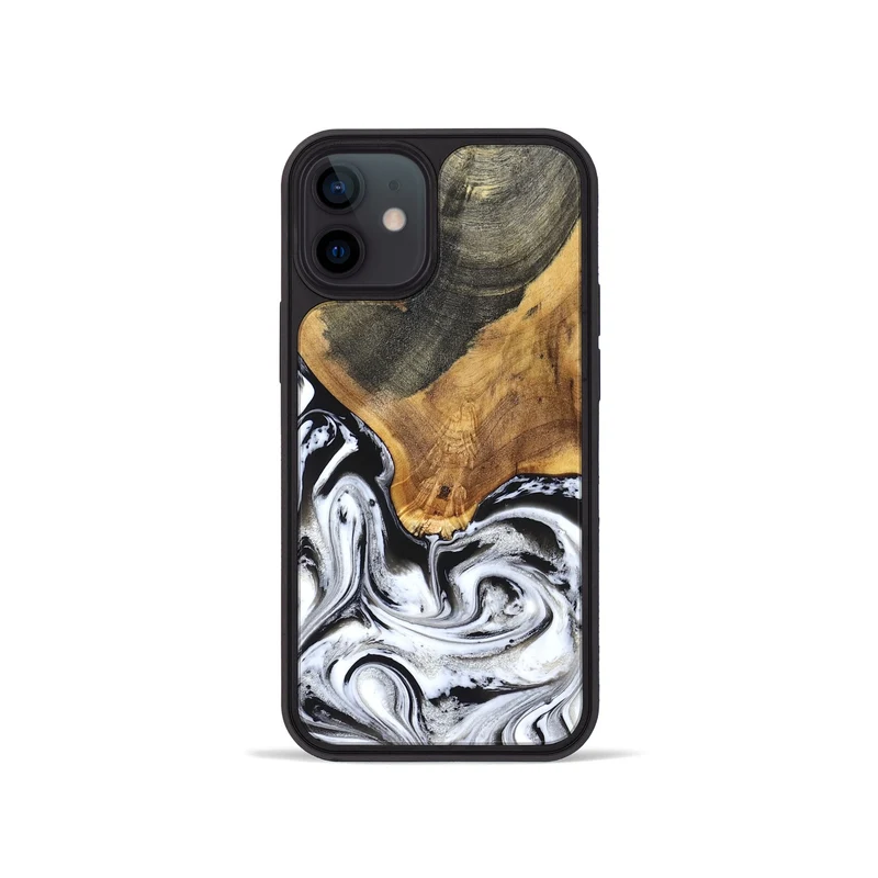 iPhone 12 mini Wood Phone Case - Trinity (Black & White, 829736)