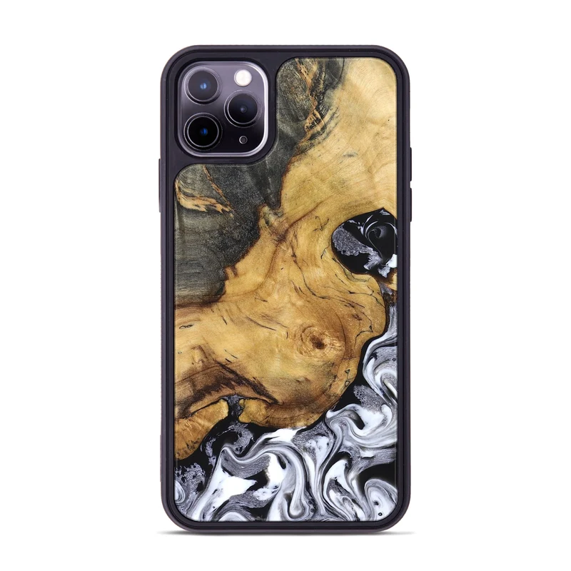 iPhone 11 Pro Max Wood Phone Case - Teresa (Black & White, 829737)