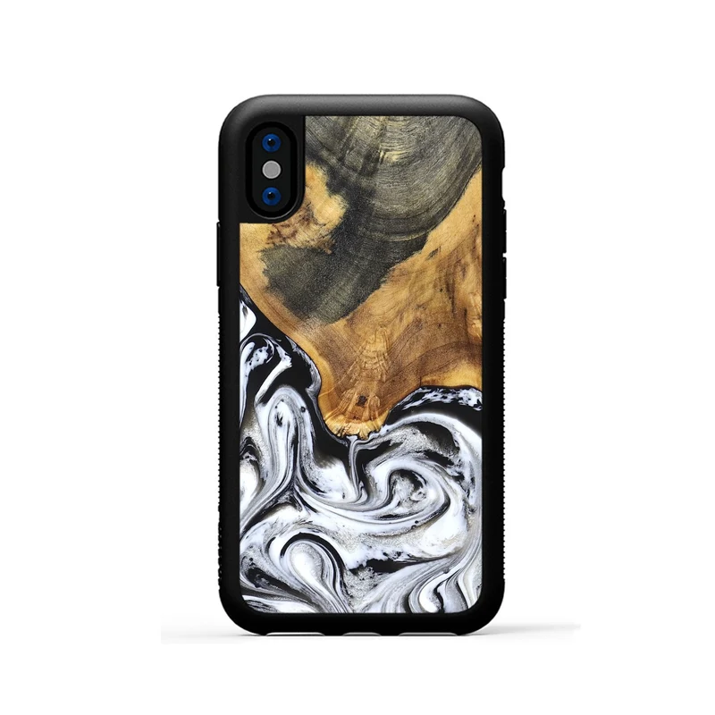iPhone Xs Wood Phone Case - Trinity (Black & White, 829736)